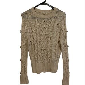 Eesome Linen Blend Cream Cable Knit Sweater Size Small